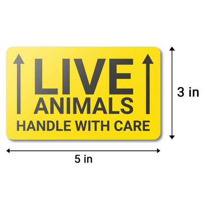 5 x 3in Stickers: Handle with Care Live Animals Labels