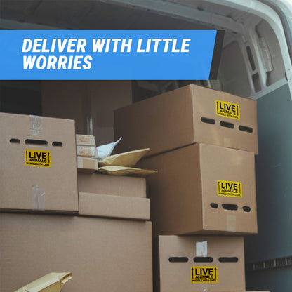 5 x 3in Stickers: Handle with Care Live Animals Labels