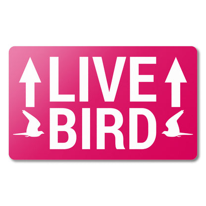 5 x 3in Stickers: Live Bird This Side Up Labels (Red)