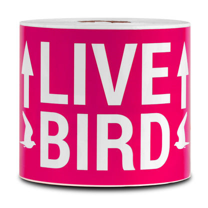 5 x 3in Stickers: Live Bird This Side Up Labels (Red)