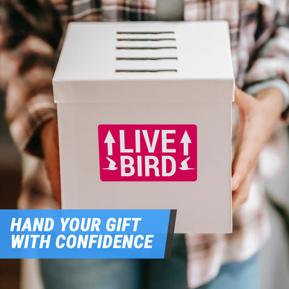 5 x 3in Stickers: Live Bird This Side Up Labels (Red)