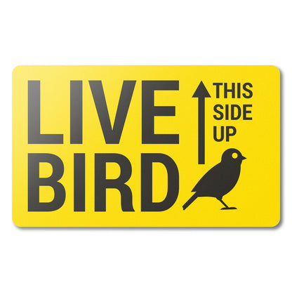 5 x 3in Stickers: Live Bird This Side Up Labels (Yellow)