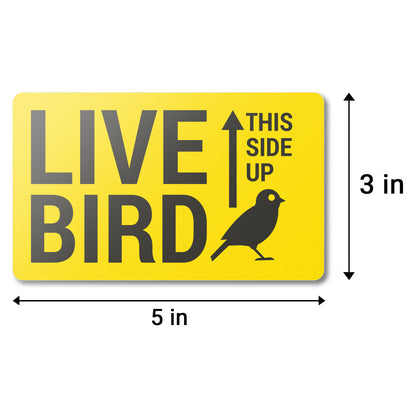 5 x 3in Stickers: Live Bird This Side Up Labels (Yellow)