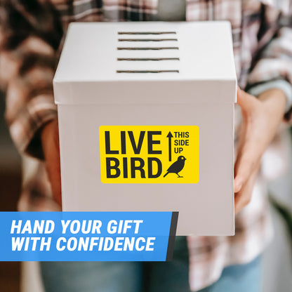 5 x 3in Stickers: Live Bird This Side Up Labels (Yellow)