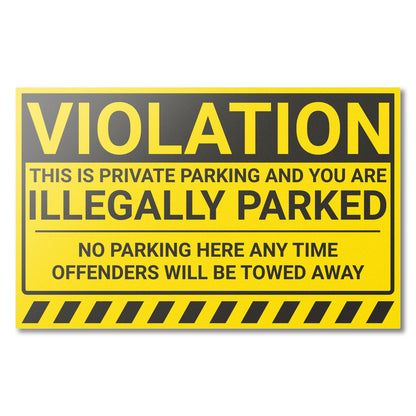 8 x 5in Stickers: You Are Illegally Parked Parking Violation Labels