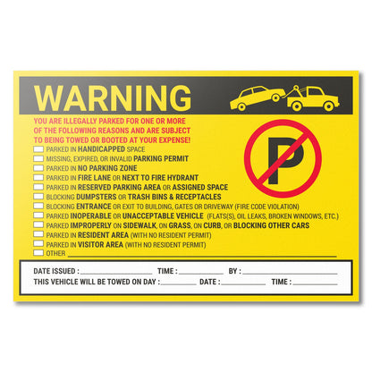 9 x 6in Stickers: Warning You Are Illegally Parked Parking Violation Labels