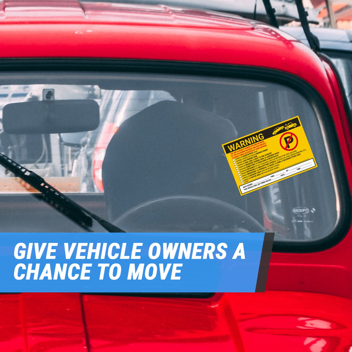 9 x 6in Stickers: Warning You Are Illegally Parked Parking Violation Labels