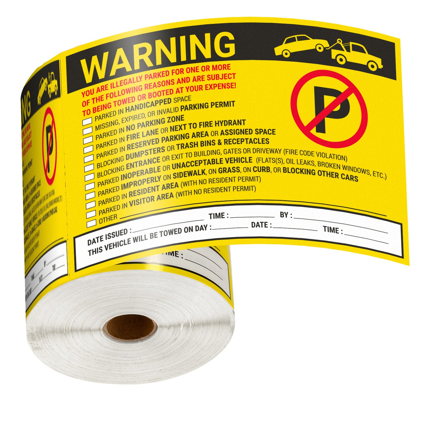 9 x 6in Stickers: Warning You Are Illegally Parked Parking Violation Labels