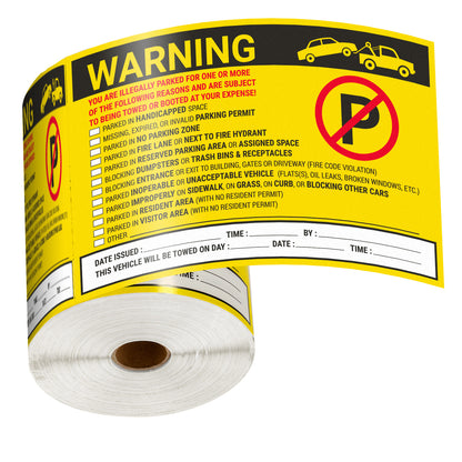 9 x 6in Stickers: Warning You Are Illegally Parked Parking Violation Labels
