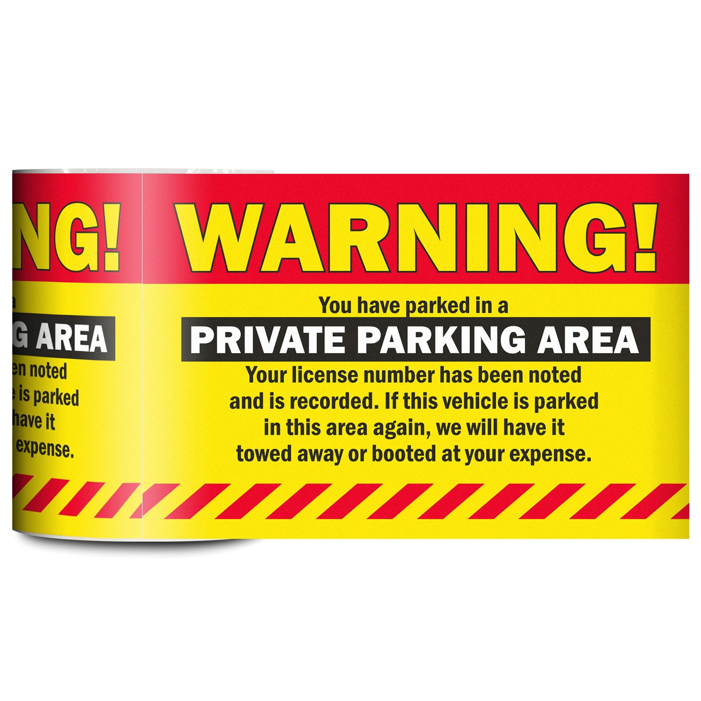 9 x 6in Stickers: Warning Private Parking Labels