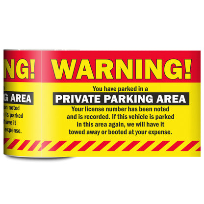 9 x 6in Stickers: Warning Private Parking Labels