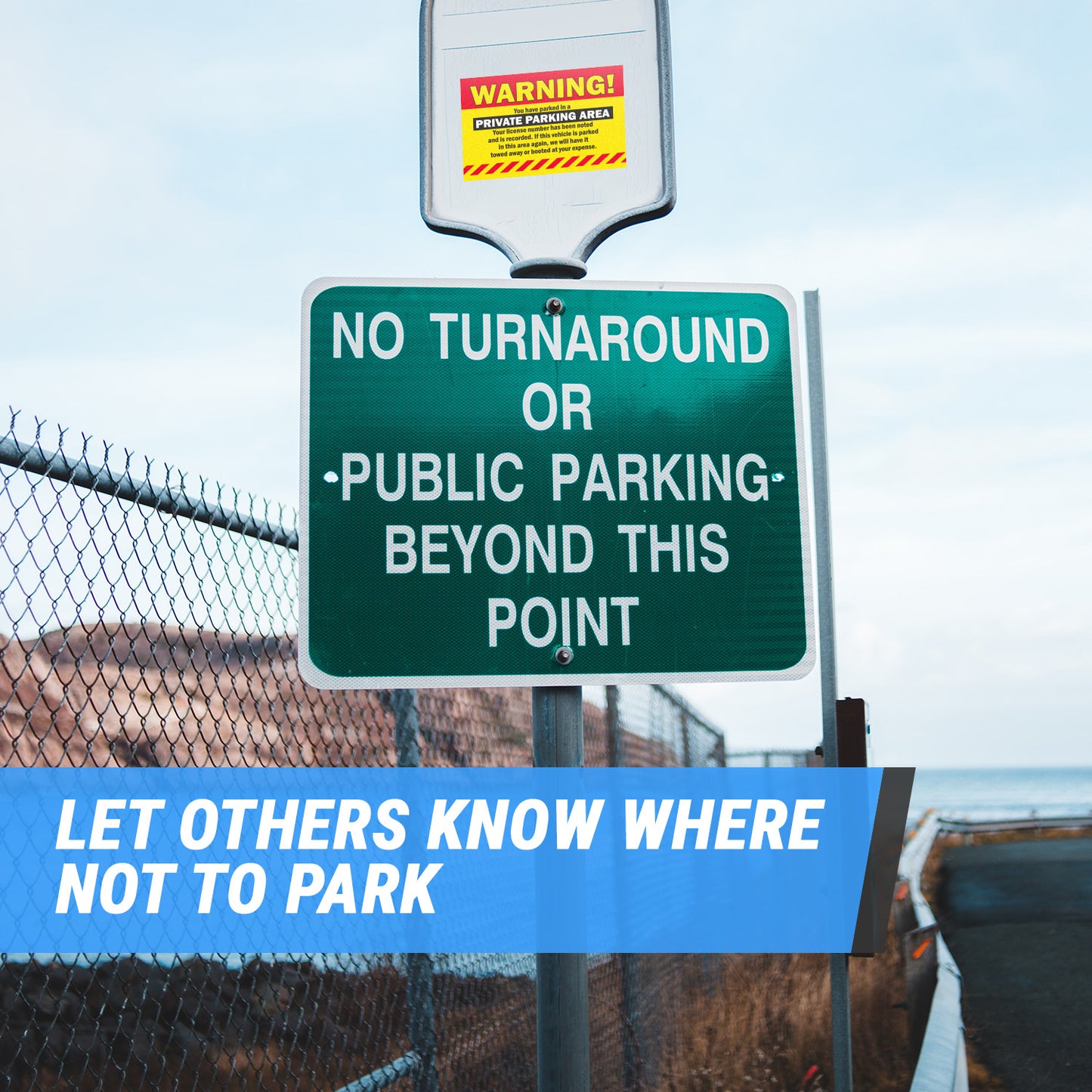 9 x 6in Stickers: Warning Private Parking Labels