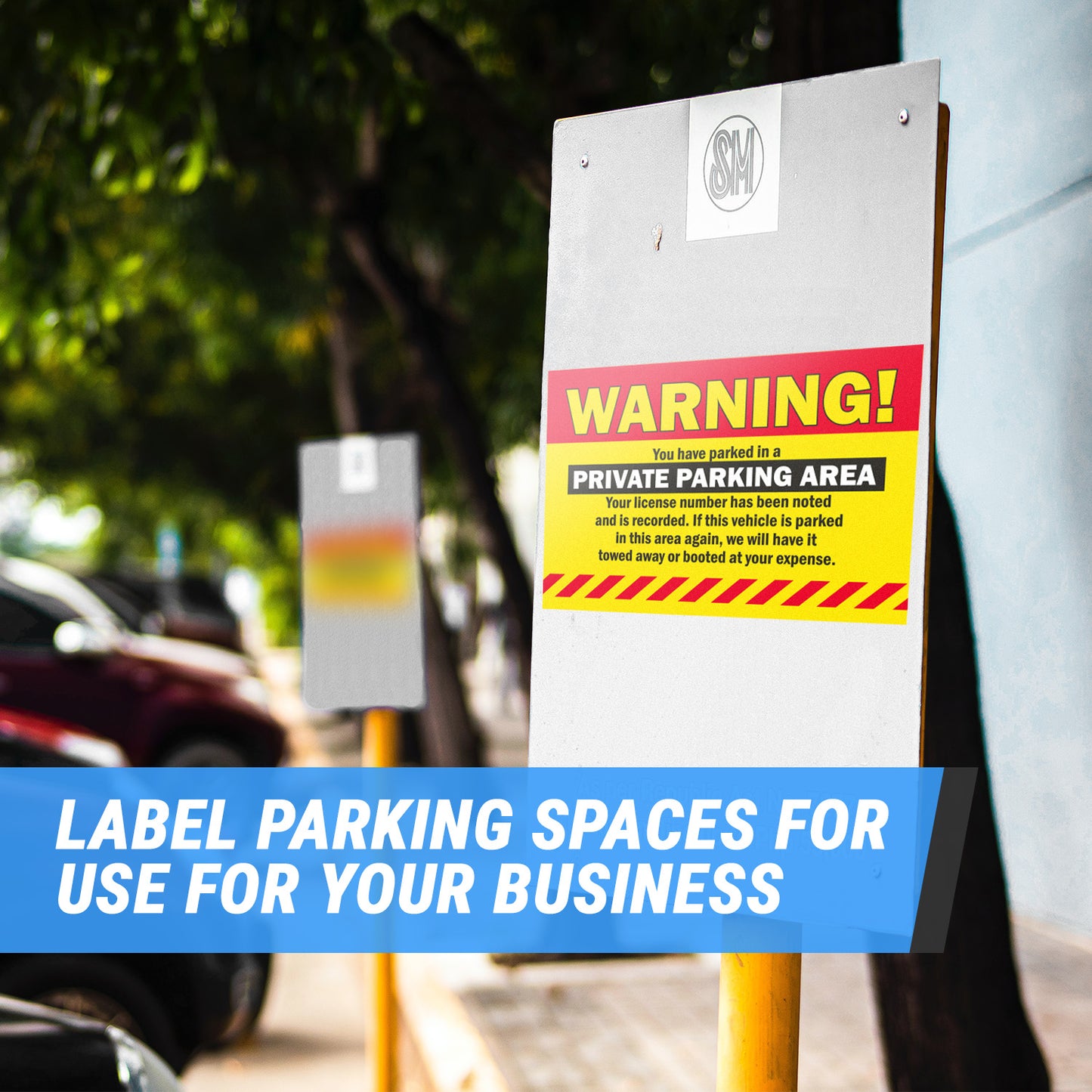 9 x 6in Stickers: Warning Private Parking Labels