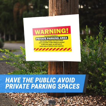 9 x 6in Stickers: Warning Private Parking Labels