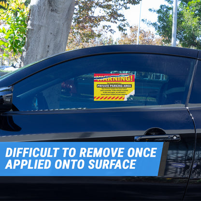 9 x 6in Stickers: Warning Private Parking Labels