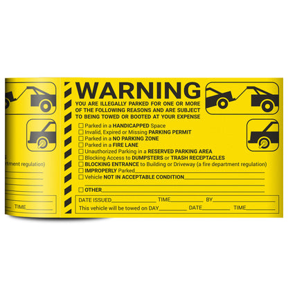 8 x 5in Stickers: Warning You Are Illegally Parked Parking Violation Labels
