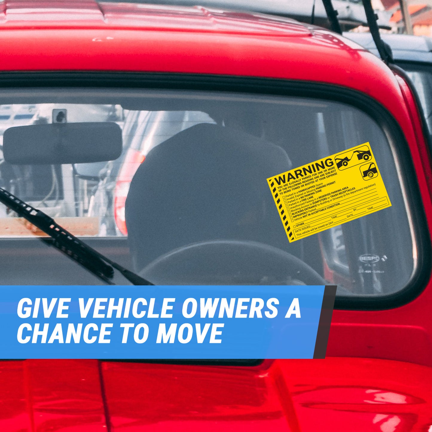 8 x 5in Stickers: Warning You Are Illegally Parked Parking Violation Labels
