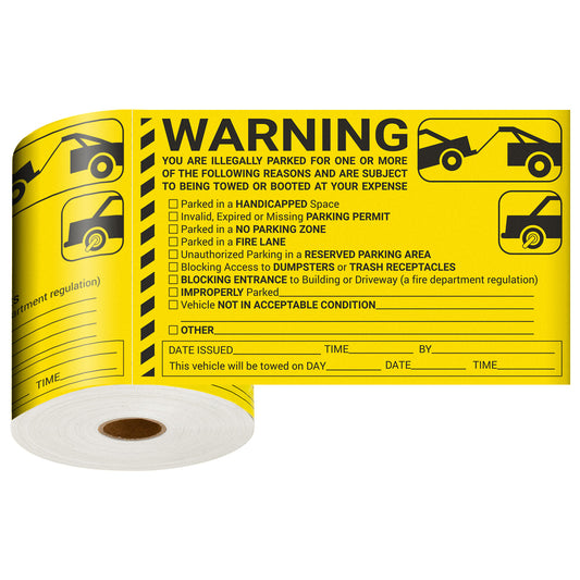 8 x 5in Stickers: Warning You Are Illegally Parked Parking Violation Labels