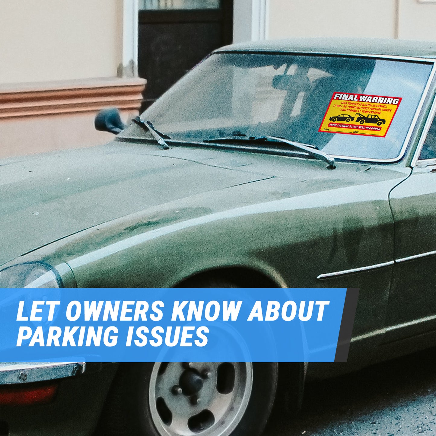 9 x 6in Stickers: Final Warning Vehicle Is Illegally Parked Labels