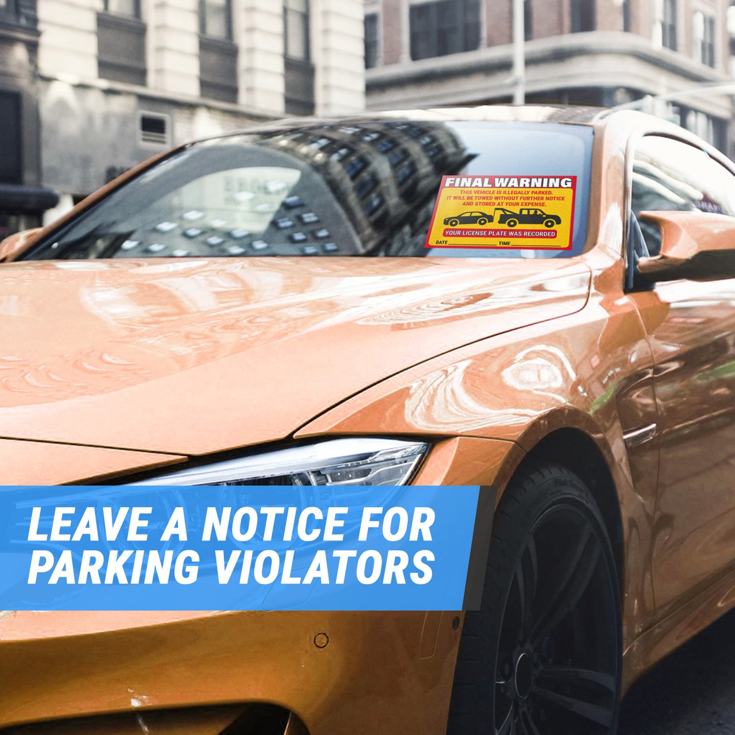 9 x 6in Stickers: Final Warning Vehicle Is Illegally Parked Labels