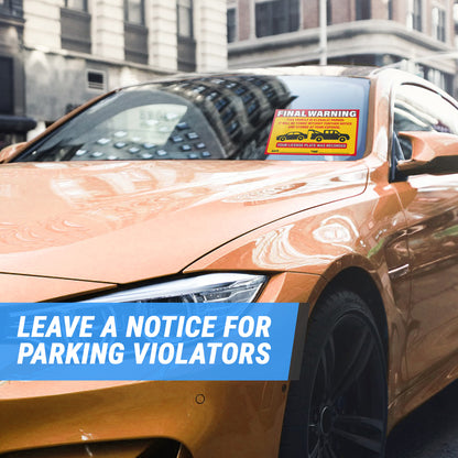 9 x 6in Stickers: Final Warning Vehicle Is Illegally Parked Labels