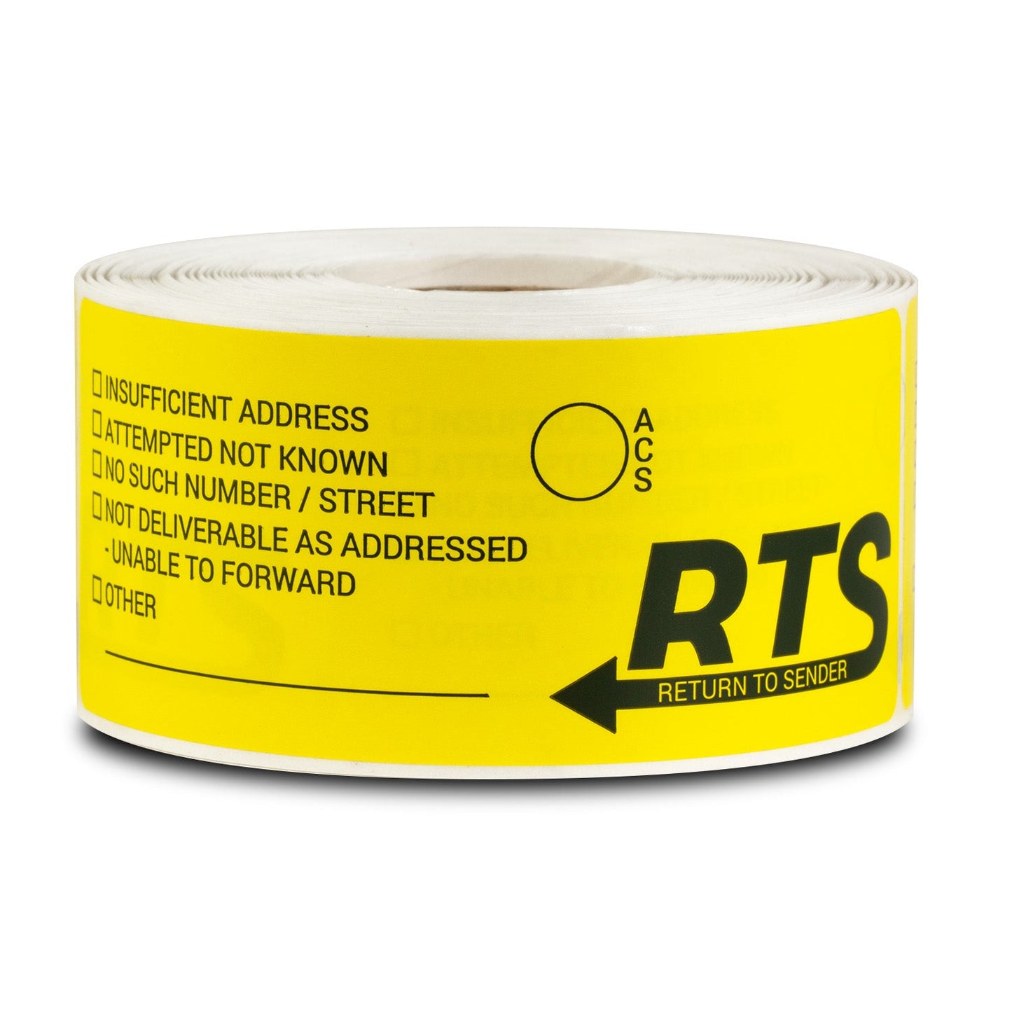 4 x 1.5in Stickers: RTS Return to Sender Shipping Labels