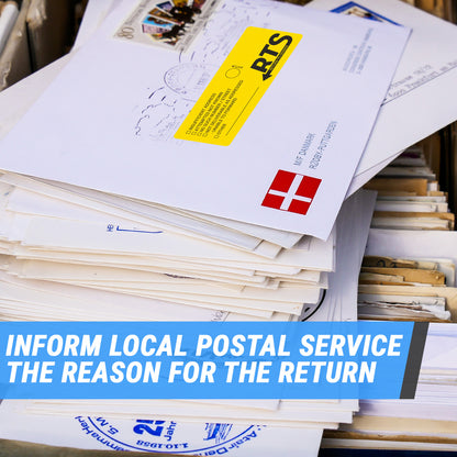 4 x 1.5in Stickers: RTS Return to Sender Shipping Labels