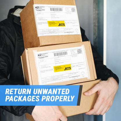 4 x 1.5in Stickers: RTS Return to Sender Shipping Labels
