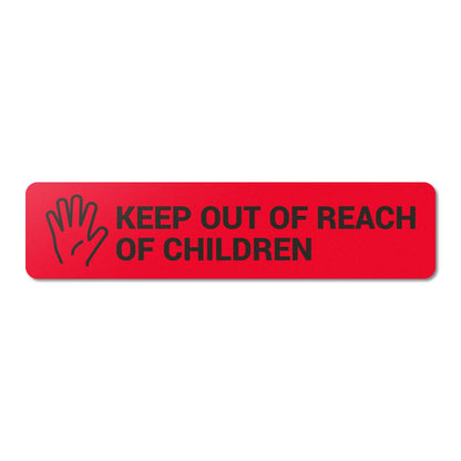 1.7 x 0.4in Stickers: Keep Out of Reach of Children Medical Labels (Red)