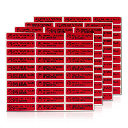 1.7 x 0.4in Stickers: Keep Out of Reach of Children Medical Labels (Red)