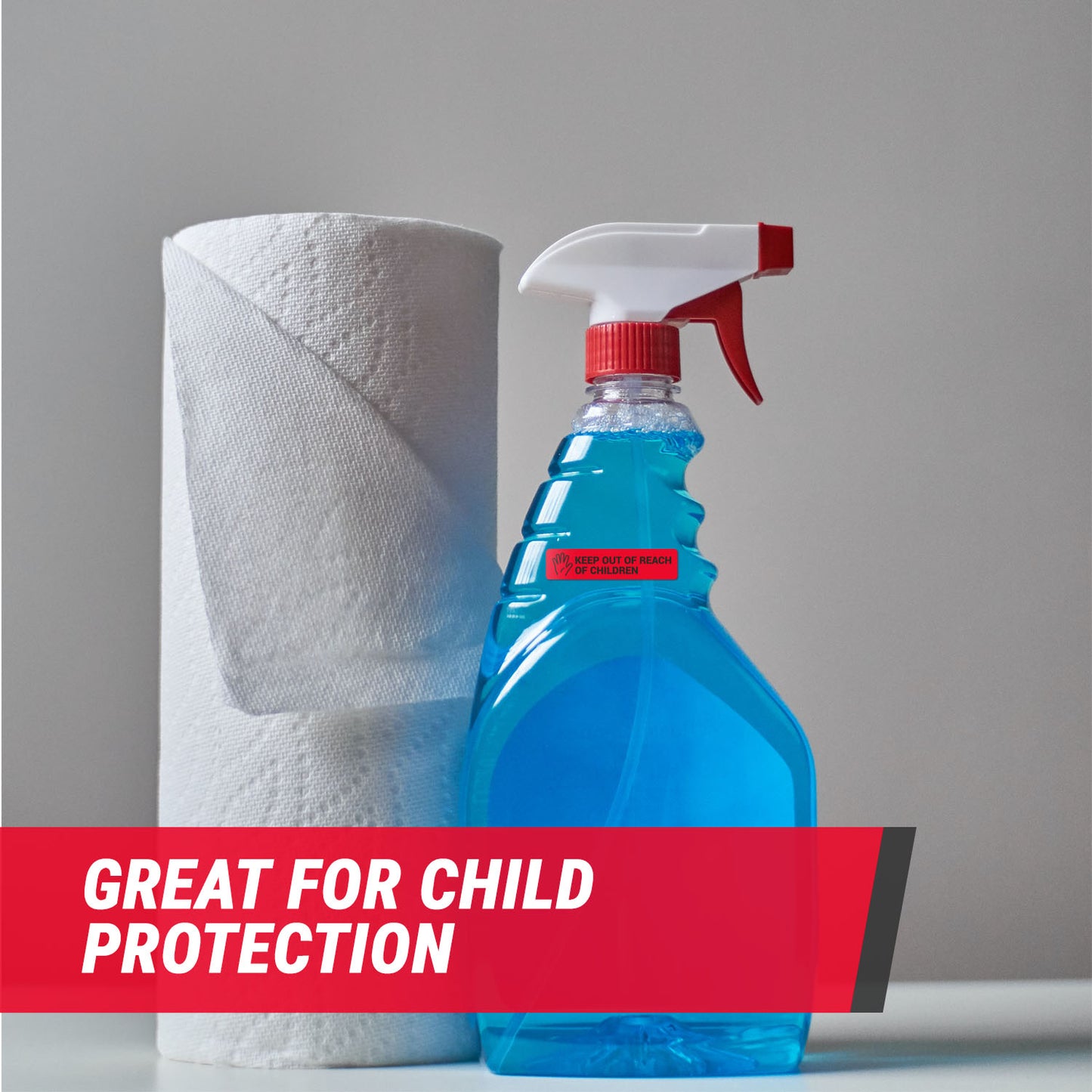 1.7 x 0.4in Stickers: Keep Out of Reach of Children Medical Labels (Red)