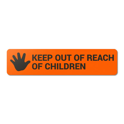 1.7 x 0.4in Stickers: Keep Out of Reach of Children Medical Labels (Orange)