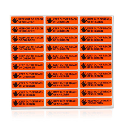 1.7 x 0.4in Stickers: Keep Out of Reach of Children Medical Labels (Orange)