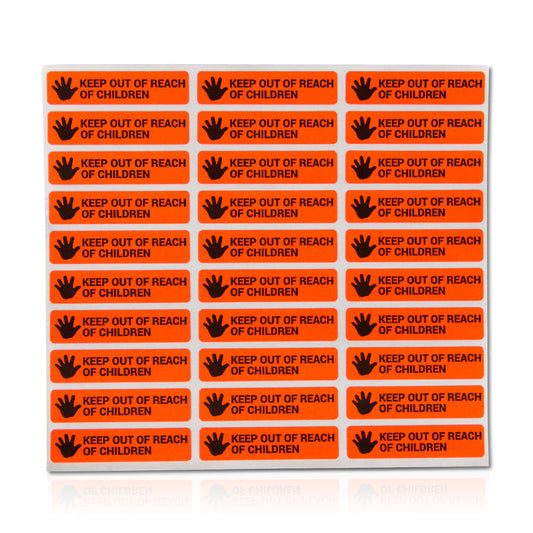 1.7 x 0.4in Stickers: Keep Out of Reach of Children Medical Labels (Orange)