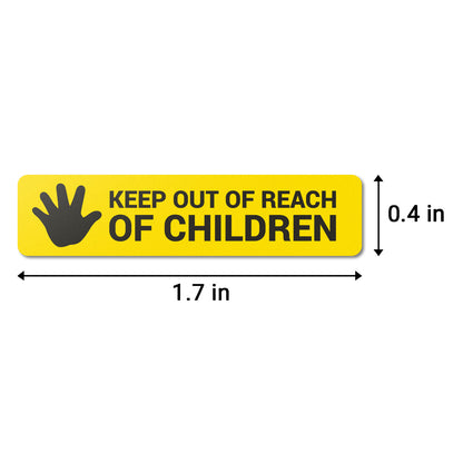 1.7 x 0.4in Stickers: Keep Out of Reach of Children Medical Labels (Yellow)