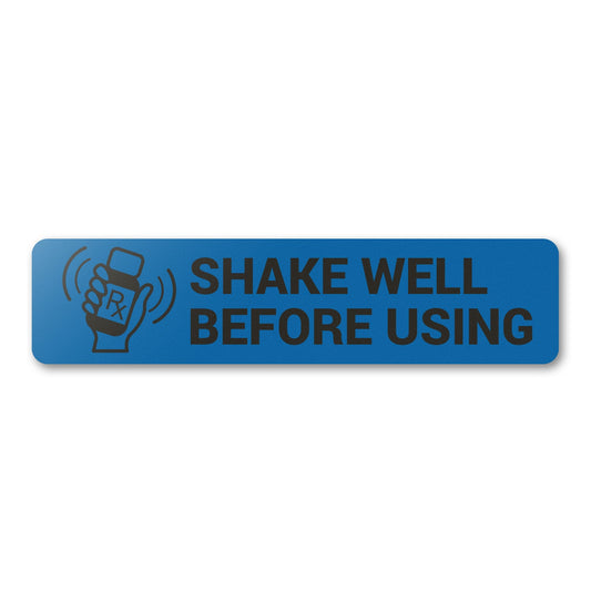 1.7 x 0.4in Stickers: Shake Well Before Using Medical Labels (Blue)