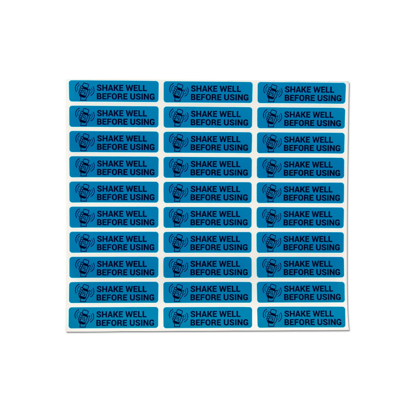 1.7 x 0.4in Stickers: Shake Well Before Using Medical Labels (Blue)