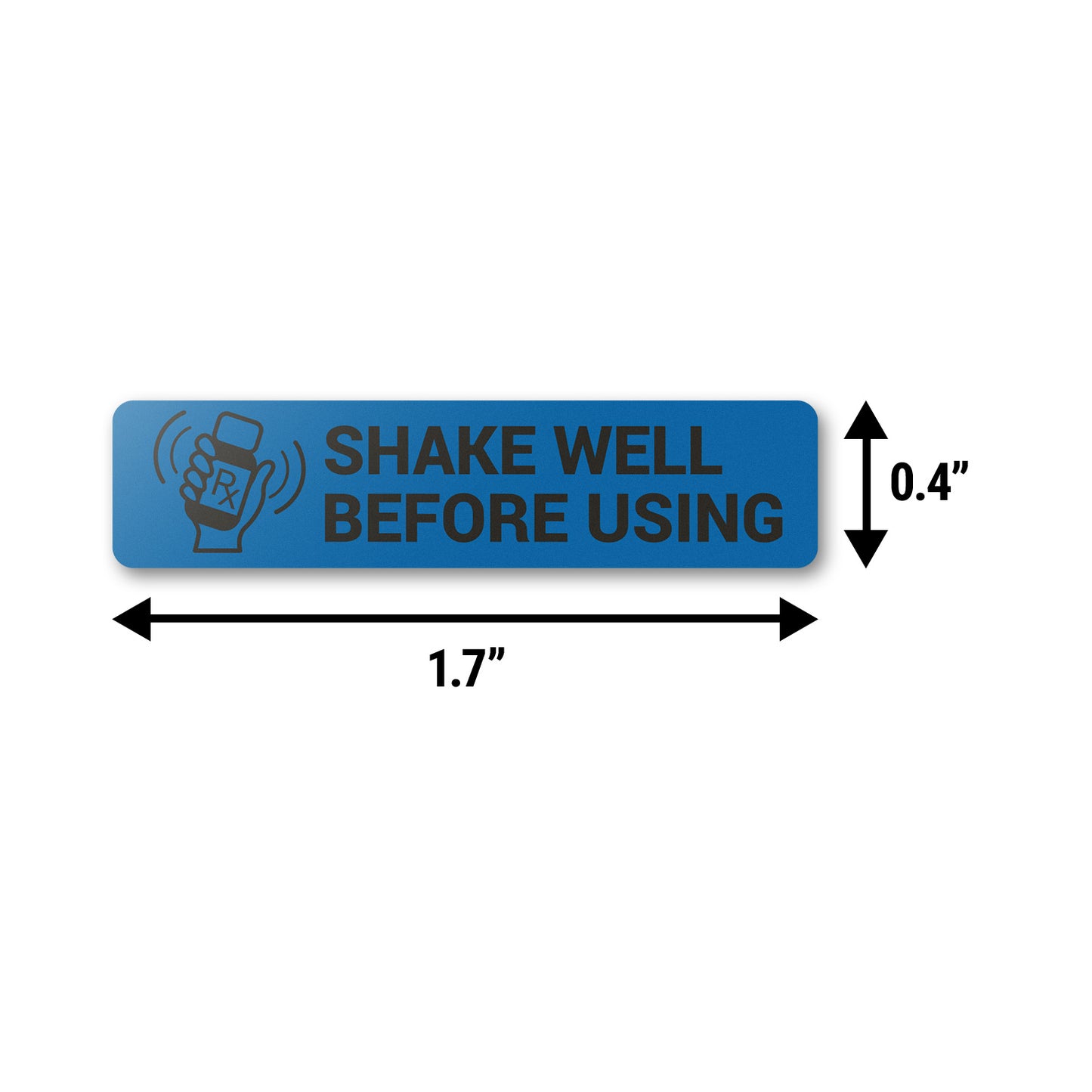 1.7 x 0.4in Stickers: Shake Well Before Using Medical Labels (Blue)