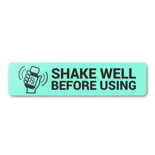 1.7 x 0.4in Stickers: Shake Well Before Using Medical Labels (Light Blue)