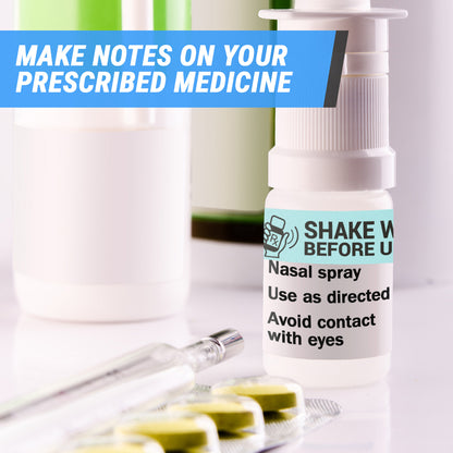 1.7 x 0.4in Stickers: Shake Well Before Using Medical Labels (Light Blue)