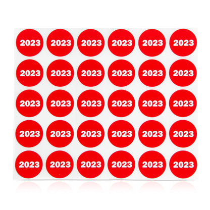 0.75in 2023 Year Label Red (Sheet)