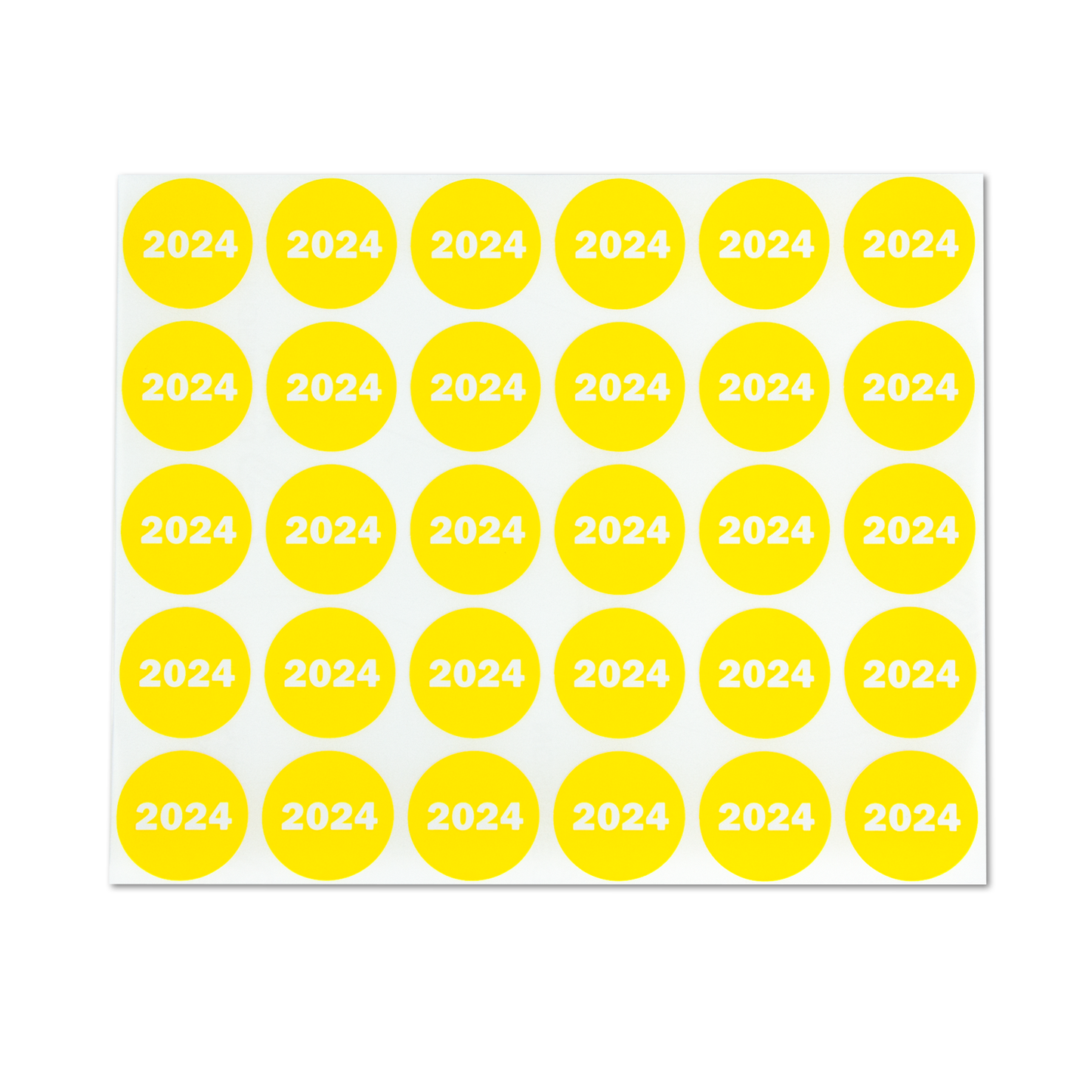 0.75in 2024 Year Label Yellow (Sheet)