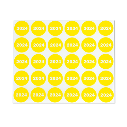 0.75in 2024 Year Label Yellow (Sheet)