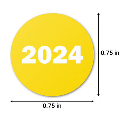 0.75in 2024 Year Label Yellow (Sheet)