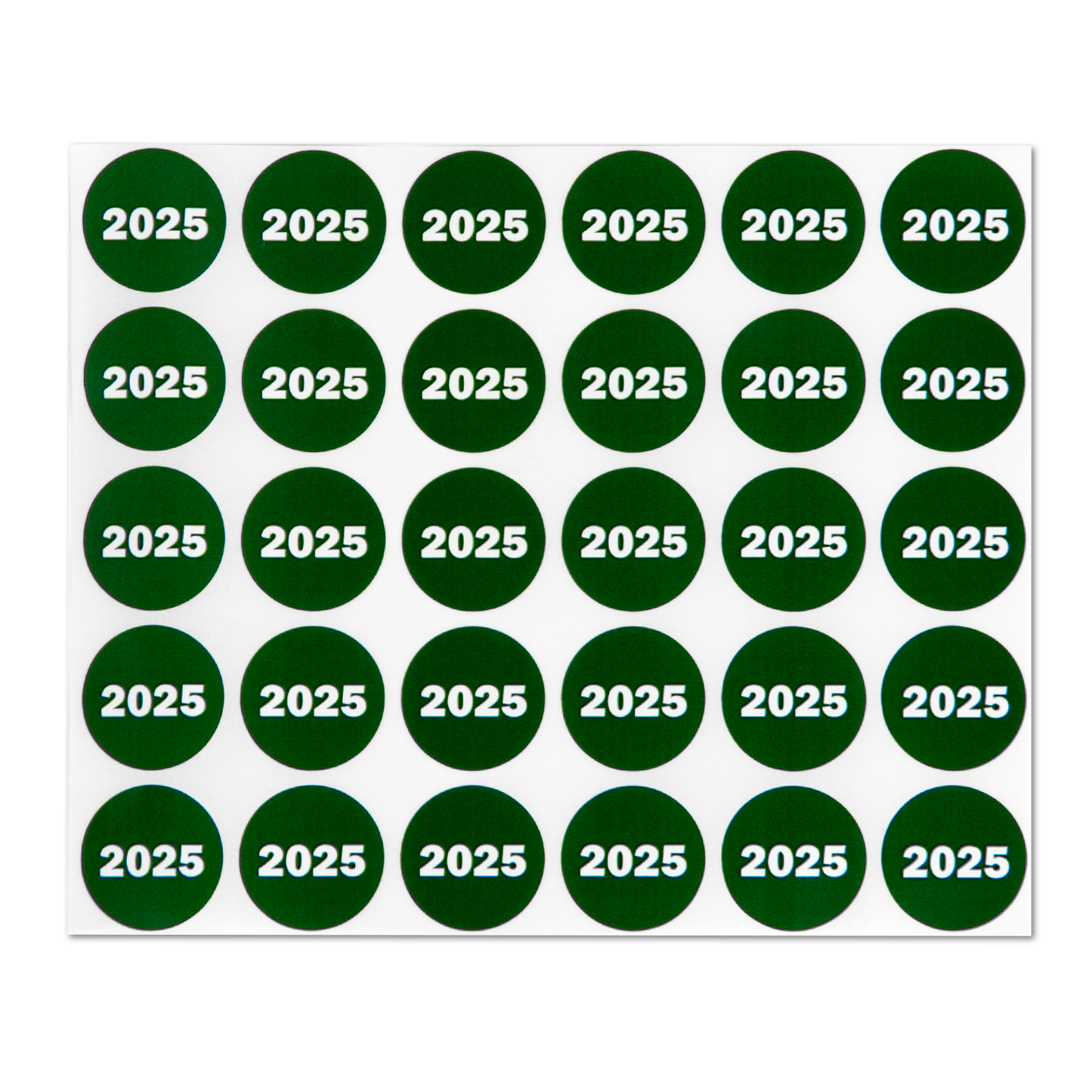 0.75in 2025 Year Label Green (Sheet)