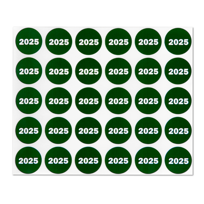 0.75in 2025 Year Label Green (Sheet)