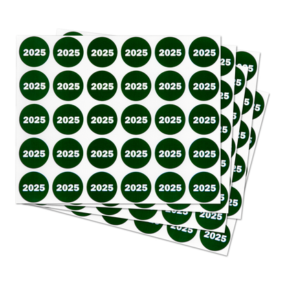 0.75in 2025 Year Label Green (Sheet)