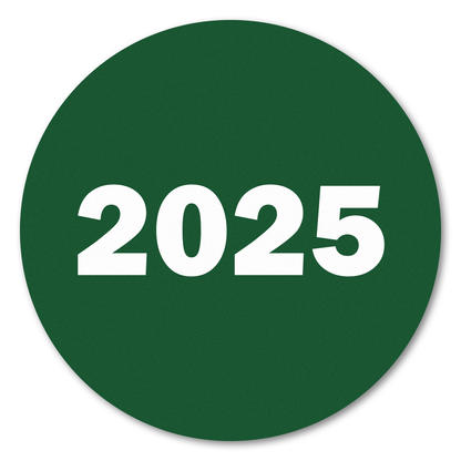 0.75in 2025 Year Label Green (Sheet)