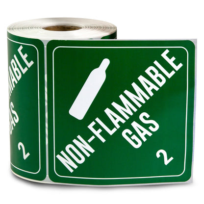 4 x 4in Stickers: Non-Flammable Gas Class 2 Labels
