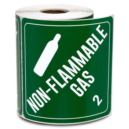 4 x 4in Stickers: Non-Flammable Gas Class 2 Labels